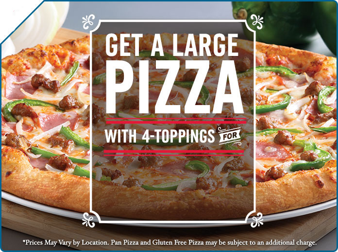 Get a Large Pizza with 4 Toppings for $11.99