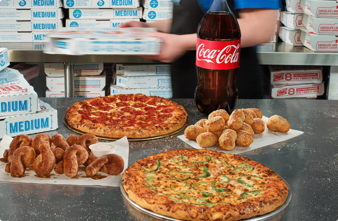 Pizza Delivery Carryout Pasta En More Domino S 2 Medium 1 Topping Pizzas 16 Piece Parmesan Bread Bites 8